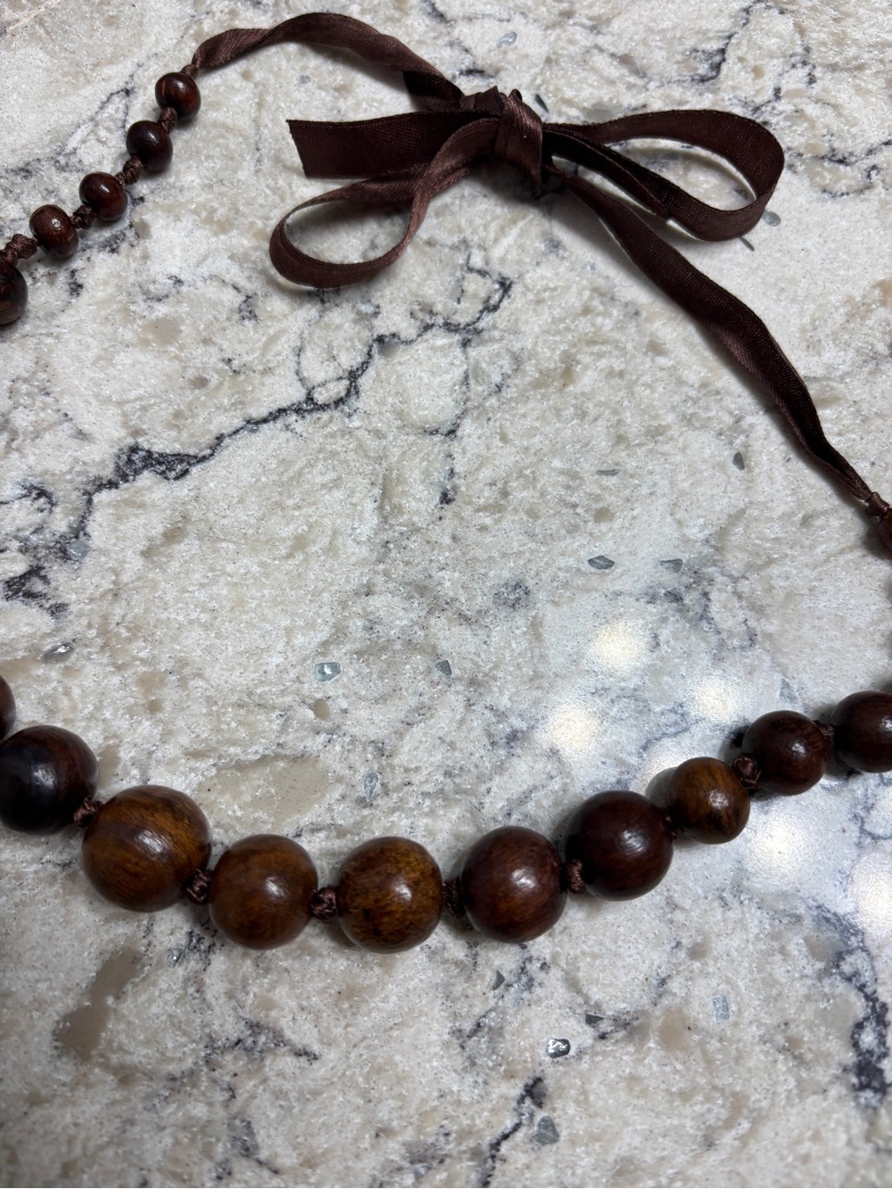 Elegant Brown Wooden Beaded Necklace - Picture 4 of 9